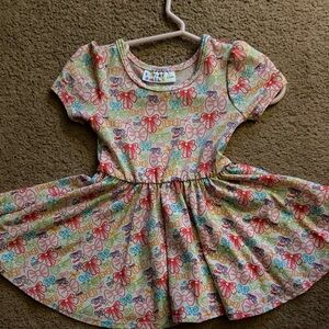 Dot Dot Smile Multicolor Bow-Print Twirl Dress - Pink, Red, Blue, Green, Yellow